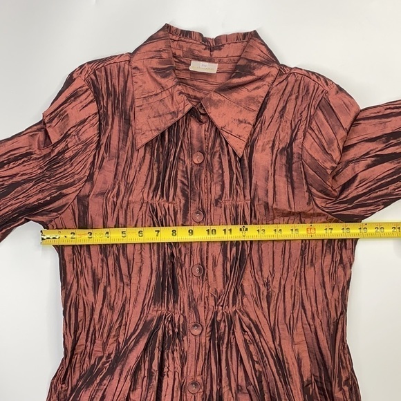 Noelle Burgundy Crinkled Tunic Jacket Size 8/10 - Picture 3 of 9